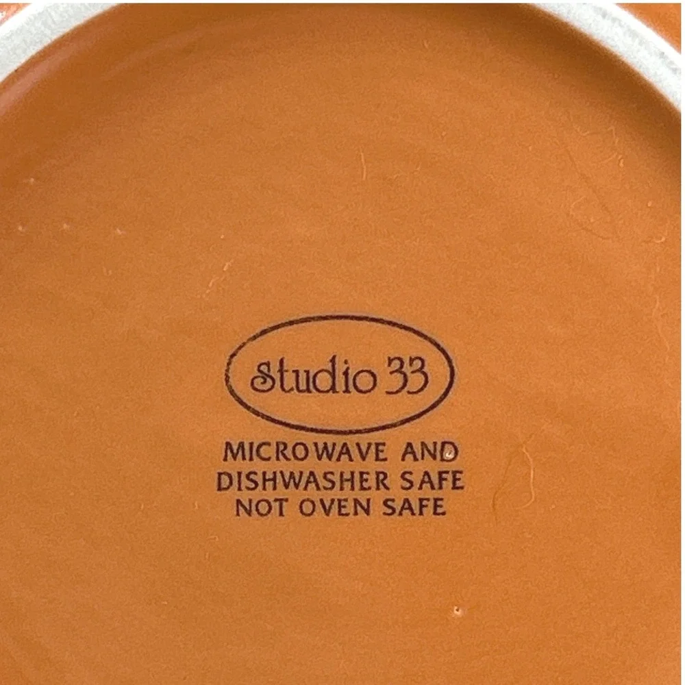Studio 33 Orange Salad Dessert Plates Solid Terra-Cotta Glossy MCM Set of 4 - 8